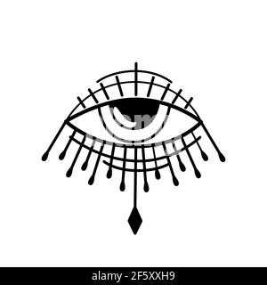 Böses Auge. Auge der Vorsehung. Magische Grafik Hexerei Symbol. Magische esoterische Religion heilige Geometrie Symbol Vektor Illustration. Schwarzes Symbol Stock Vektor