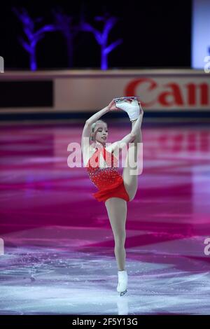 Stockholm, Schweden. März 2021, 28th. Badie TENNELL USA, während der Ausstellungsgala bei der ISU World Figure Skating Championships 2021 im Ericsson Globe, am 28. März 2021 in Stockholm, Schweden. Quelle: Raniero Corbelletti/AFLO/Alamy Live News Stockfoto