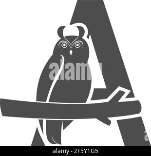 Buchstabe EIN Logo-Symbol mit Eule Symbol Design Vektor Illustration Stock Vektor