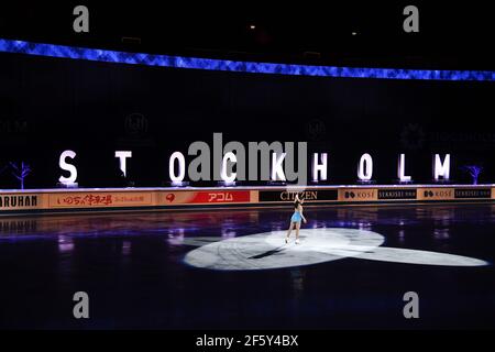 Stockholm, Schweden. März 2021, 28th. Karen CHEN USA, während der Ausstellungsgala bei der ISU World Figure Skating Championships 2021 im Ericsson Globe, am 28. März 2021 in Stockholm, Schweden. Quelle: Raniero Corbelletti/AFLO/Alamy Live News Stockfoto