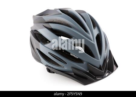 Fahrradhelm isoliert auf weißem Hintergrund Stockfoto