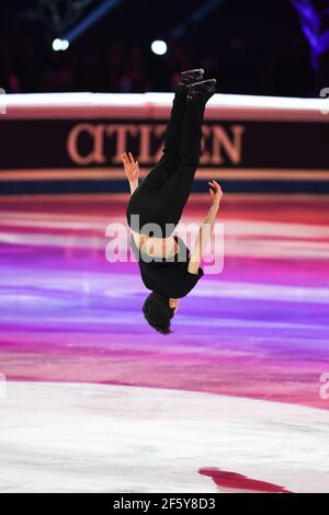 Stockholm, Schweden. März 2021, 28th. Nathan CHEN USA, während der Ausstellungsgala bei der ISU World Figure Skating Championships 2021 im Ericsson Globe, am 28. März 2021 in Stockholm, Schweden. Quelle: Raniero Corbelletti/AFLO/Alamy Live News Stockfoto