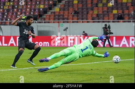 Serge GNABRY, DFB 20 Punkte, schießt Tor, Treffer, , 0-1 im Spiel RUMÄNIEN - DEUTSCHLAND Rumänien - Deutschland Qualifikation für WM 2022, WM Quali, Saison 2020/2021, 28. März 2021 in Bukarest, Bukarest, Rumänien. © Peter Schatz / Alamy Live News Stockfoto