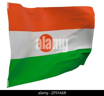Niger Flagge isoliert. Winkendes Banner. Nationalflagge von Niger Stockfoto