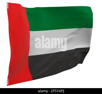 Flagge der Vereinigten arabischen emirate isoliert. Winkendes Banner. Nationalflagge der Vereinigten arabischen Stockfoto