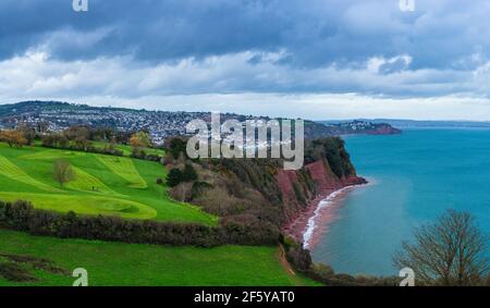 Ness Cove Beach, South West Coast Path, Shaldon, Teignmouth, Devon, England, Europa Stockfoto