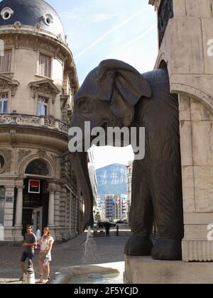 La Fontaine des Éléphants, Chambery, Frankreich Stockfoto