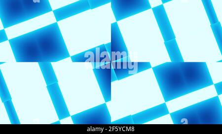 3D-Rendering von blauem und weißem Kaleidoskop Neonlicht Hintergrund Stockfoto