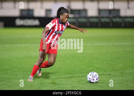 Valencia, Spanien. März 2021, 28th. Aissatou Tounkara von Atletico de Madrid in Aktion gesehen während der Spanischen Liga, La Liga Primera Division Femenina, Fußball-Spiel zwischen Valencia CF und Atletico de Madrid im Antonio Puchades Stadion.(Final Score; Valencia CF 0:0 Atletico de Madrid) Credit: SOPA Images Limited/Alamy Live News Stockfoto