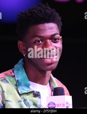 Hollywood, FL, USA. 13th Mai 2021. Lil NAS X besucht Radiosender Hits 97,3 am 13. Mai 2019 in Hollywood, Florida. Kredit: Mpi04/Media Punch/Alamy Live Nachrichten Stockfoto