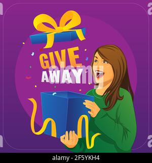 Frau Illustration Öffnung verschenken Geschenk Stock Vektor