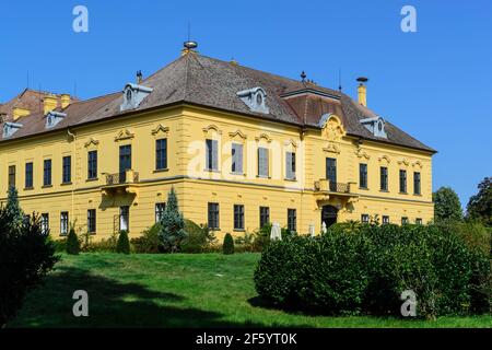 Schloss eckartsau in einem Uferwald in der Nähe der donau Fluss im österreichischen Nationalpark donauauen in niederösterreich Stockfoto