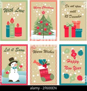 Vektor-Illustration von Weihnachten Grußkarten Set Stock Vektor