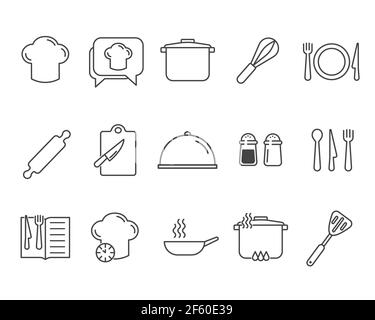 Kochen in der Küche flat Icon. Piktogramm für Web. Linienhub. Isoliert auf weißem Hintergrund. Vektor EPS10 Stockfoto