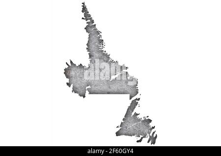 Karte von Neufundland und Labrador auf verwittertem Beton Stockfoto