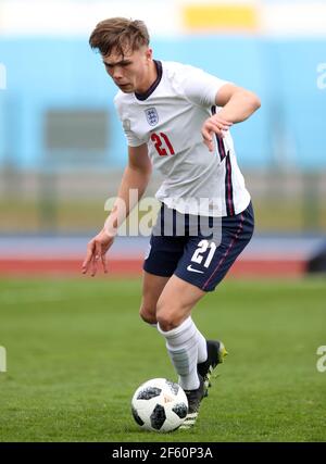 Englands Callum Doyle während des U-18 International Freundschaftsspiel im Leckwith Stadium, Cardiff. Bilddatum: Montag, 29. März 2021. Stockfoto