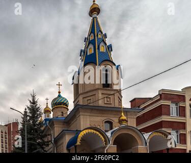 Tempel zu Ehren der Ikone der Gottesmutter unerwartete Freude das Foto wurde in Tscheljabinsk, Russland aufgenommen. Stockfoto