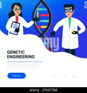 Gentechnisches Konzept. Wissenschaftler, die im Labor der Nanotechnologie oder Biochemie arbeiten. Molecule Helix von dna, Genom oder Genstruktur. Humane g Stock Vektor