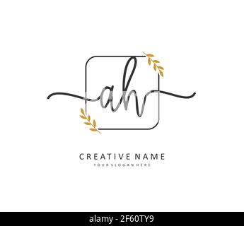 A H AH Anfangsbuchstabe Handschrift und Unterschrift Logo. Ein Konzept handschriftlich Initiallogo mit Template-Element. Stock Vektor