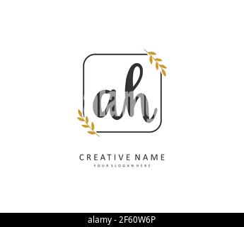 A H AH Anfangsbuchstabe Handschrift und Unterschrift Logo. Ein Konzept handschriftlich Initiallogo mit Template-Element. Stock Vektor
