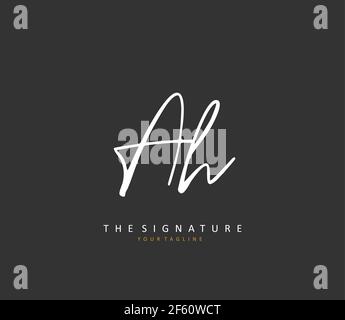 A H AH Anfangsbuchstabe Handschrift und Unterschrift Logo. Ein Konzept handschriftlich Initiallogo mit Template-Element. Stock Vektor