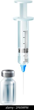 Spritze Injection Medicine Fläschchen Medizinische Impfstoff Stock Vektor