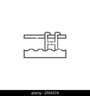 Schwimmbad mit Leiter Symbol isoliert auf weißem Hintergrund. Symbole farbige quadratische Schaltflächen festlegen. Vektorgrafik Stock Vektor