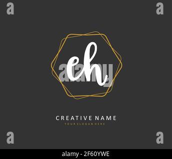 E H EH Anfangsbuchstabe Handschrift und Unterschriftenlogo. Ein Konzept handschriftlich Initiallogo mit Template-Element. Stock Vektor
