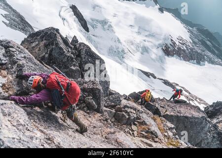 Bergsteiger auf dem Tantalus Traverse Stockfoto