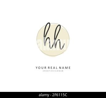 H HH Anfangsbuchstabenhandschrift und Signaturlogo. Ein Konzept handschriftlich Initiallogo mit Template-Element. Stock Vektor