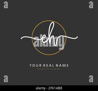 E H EH Anfangsbuchstabe Handschrift und Unterschriftenlogo. Ein Konzept handschriftlich Initiallogo mit Template-Element. Stock Vektor