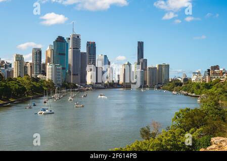 Skyline von Brisbane, Hauptstadt von Queensland, Australien tagsüber Stockfoto