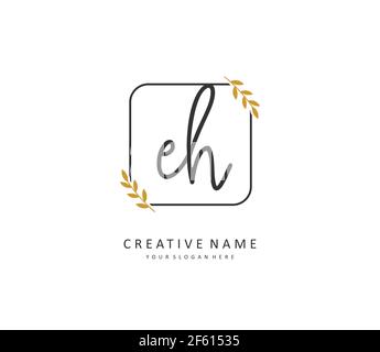 E H EH Anfangsbuchstabe Handschrift und Unterschriftenlogo. Ein Konzept handschriftlich Initiallogo mit Template-Element. Stock Vektor
