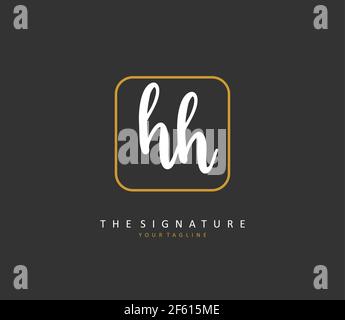 H HH Anfangsbuchstabenhandschrift und Signaturlogo. Ein Konzept handschriftlich Initiallogo mit Template-Element. Stock Vektor