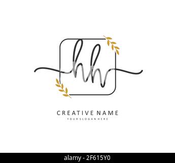 H HH Anfangsbuchstabenhandschrift und Signaturlogo. Ein Konzept handschriftlich Initiallogo mit Template-Element. Stock Vektor