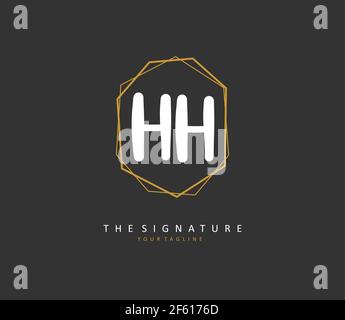 H HH Anfangsbuchstabenhandschrift und Signaturlogo. Ein Konzept handschriftlich Initiallogo mit Template-Element. Stock Vektor
