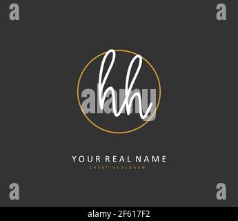 H HH Anfangsbuchstabenhandschrift und Signaturlogo. Ein Konzept handschriftlich Initiallogo mit Template-Element. Stock Vektor