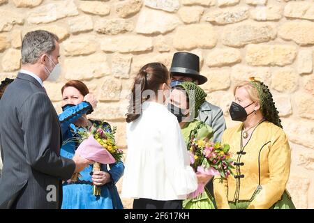 Fuendetodos, Aragon, Spanien. März 2021, 29th. Königin Letizia von Spanien besucht Fuendetodos im Rahmen des Gedenkens an den 275th. Jahrestag der Geburt von Francisco de Goya am Geburtsort von Goya am 29. März 2021 in Fuendetodos, Spanien Credit: Jack Abuin/ZUMA Wire/Alamy Live News Stockfoto