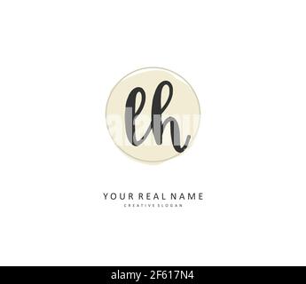 L H LH Anfangsbuchstabenhandschrift und Unterschriftenlogo. Ein Konzept handschriftlich Initiallogo mit Template-Element. Stock Vektor