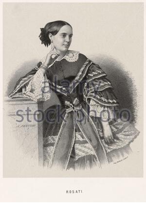 Carolina Rosati Portrait, 1826 – 1905 war eine italienische Balletttänzerin, die mit dem Pariser Opernballett und dem Kaiserlichen Ballett in St. Petersburg berühmt wurde, Vintage Illustration von 1850 Stockfoto