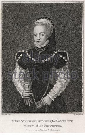 Anne Seymour (geb. Stanhope), 1510 – 1587, Herzogin von Somerset, war die zweite Frau von Edward Seymour 1st Herzog von Somerset, Vintage Illustration aus dem 1800s Stockfoto