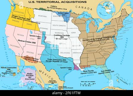 Territoriale Akquisitionen der Vereinigten Staaten, Karte Stockfoto