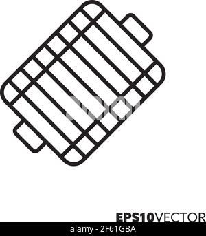 Symbol für rechteckige Grillrost-Linie. Umreißen Symbol für Grill- und Grillgeräte. Vektorgrafik für flache Grillrost. Stock Vektor