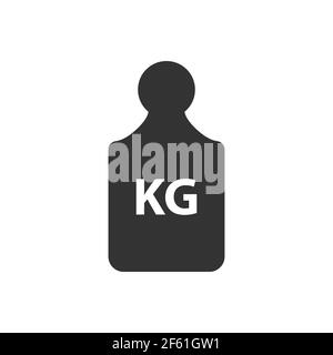 Kg Gewicht Masse schwarz einfaches flaches Symbol. Alte Langhantelpresse in flacher Ausführung. Schwarze Silhouette auf weißem Hintergrund isoliert. Gewicht Piktogramm. Metrisches System Stock Vektor