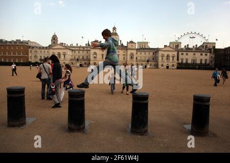 21. April 2011. London, England. Parade der Pferdegarde, Teil der königlichen Hochzeitsroute, durch die die Prozession auf dem Weg zum Buckingham Pal führt Stockfoto