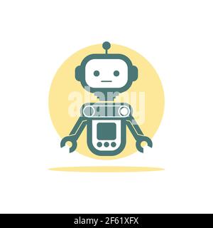 Metall Roboter flache Illustration Vektor Bild Stock Vektor