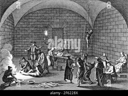 Mittelalterliche Inquisition, Folterkammer Stockfoto