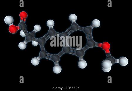 Naproxen, Molekulares Modell Stockfoto