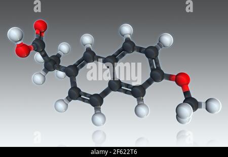 Naproxen, Molekulares Modell Stockfoto