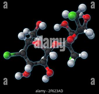 Sucralose, Molekulares Modell Stockfoto